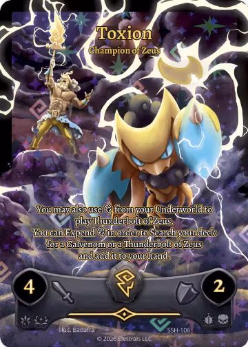 Toxion - Champion of Zeus (Full Art) (SSH-106), Divine Champions: Snowshade — Elestrals card price