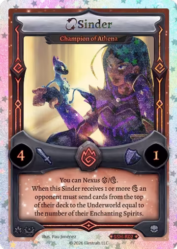 Sinder - Champion of Athena (Stellar) (SSH-R02), Divine Champions: Snowshade — Elestrals card price