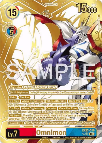 Omnimon (Rare Pull) (EX13-016 SR), Chivalrous XIII — Digimon card price