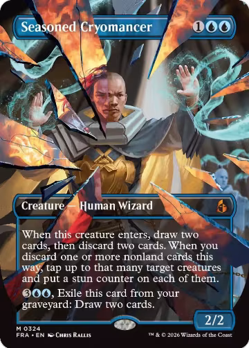 Seasoned Cryomancer (Borderless) (0324) (324), Reality Fracture — Magic card price
