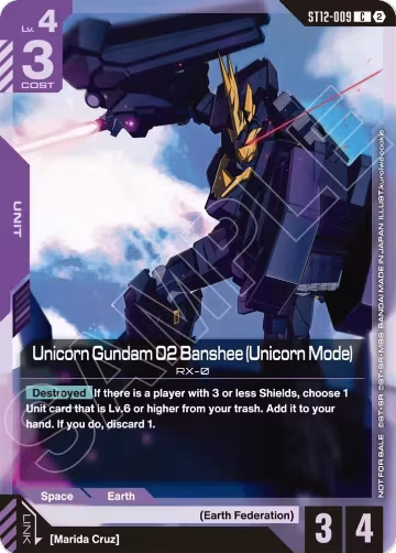 Unicorn Gundam 02 Banshee (Unicorn Mode) (ST11-ST14 Release Event) (ST12-009), Gundam Promotional Cards — Gundam card price