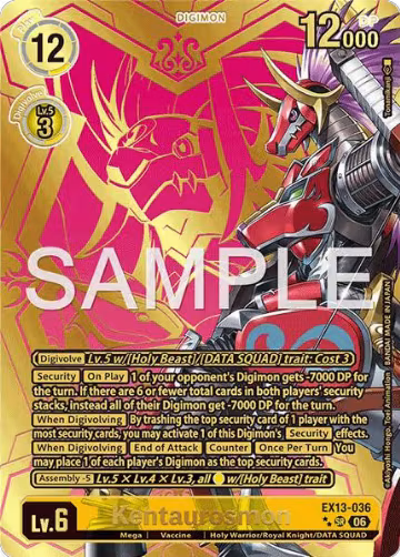 Kentaurosmon (Rare Pull) (EX13-036 SR), Chivalrous XIII — Digimon card price