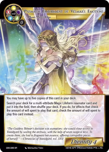 Prismatic Embodiment of Velmar's Emotions (QSK-085 SR), The Quest of the Seven Keys — Force of Will card price