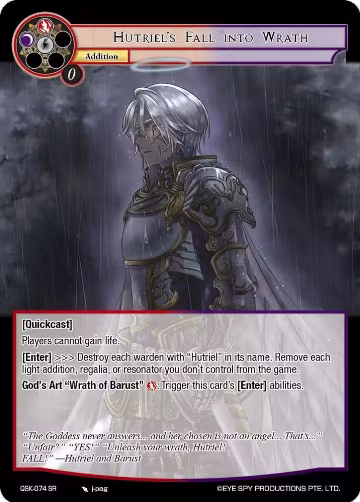 Hutriel's Fall into Wrath (QSK-074 SR), The Quest of the Seven Keys — Force of Will card price