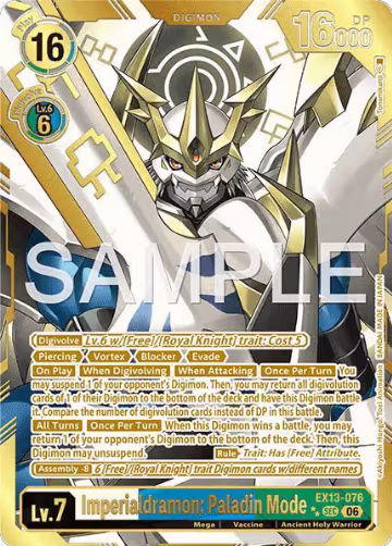 Imperialdramon: Paladin Mode (Rare Pull) (EX13-076 SEC), Chivalrous XIII — Digimon card price