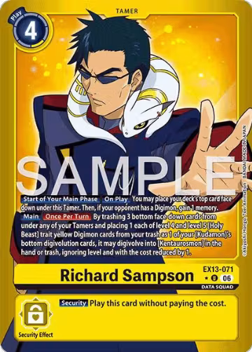 Richard Sampson (Limited Foil) (EX13-071 U), Chivalrous XIII — Digimon card price