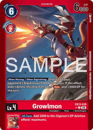 Growlmon (Limited Foil) (EX13-010 C), Chivalrous XIII — Digimon card price
