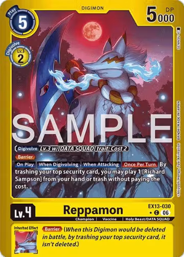 Reppamon (Limited Foil) (EX13-030 C), Chivalrous XIII — Digimon card price