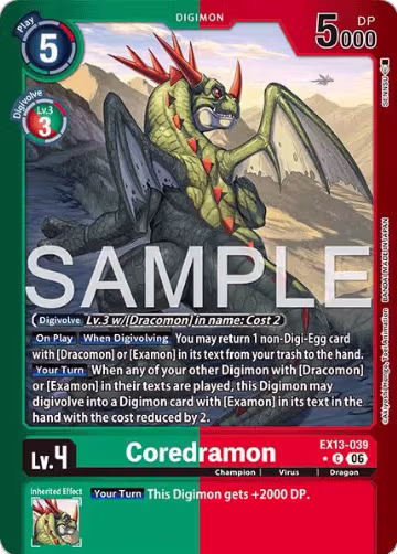 Coredramon - EX13-039 (Limited Foil) (EX13-039 C), Chivalrous XIII — Digimon card price