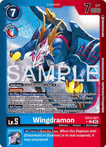 Wingdramon (Limited Foil) (EX13-021 U), Chivalrous XIII — Digimon card price