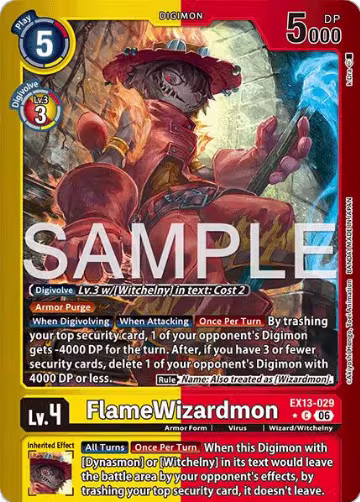 FlameWizardmon (Limited Foil) (EX13-029 C), Chivalrous XIII — Digimon card price