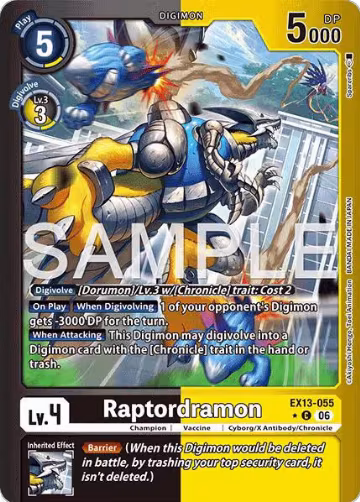 Raptordramon (Limited Foil) (EX13-055 C), Chivalrous XIII — Digimon card price