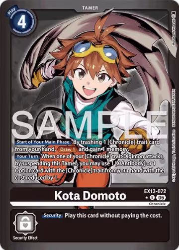 Kota Domoto (Limited Foil) (EX13-072 U), Chivalrous XIII — Digimon card price