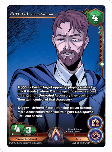 Percival Pendervick, the Informant (AC8-054 (R)), Nexus of Power — Alpha Clash card price