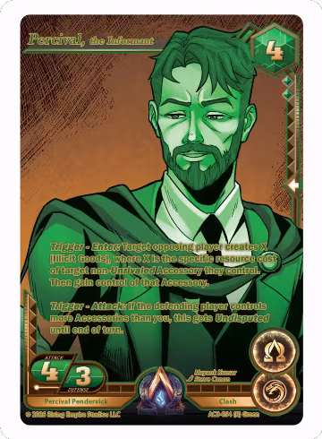 Percival Pendervick, the Informant (gold) (AC8-054 (R)), Nexus of Power — Alpha Clash card price