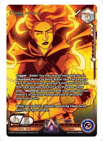 Clarity, Manifested (E) (AC8-076 (E)), Nexus of Power — Alpha Clash card price