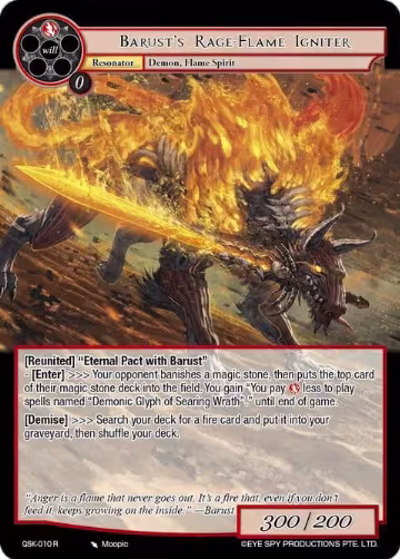 Barust's Rage-Flame Igniter (QSK-010 R), The Quest of the Seven Keys — Force of Will card price