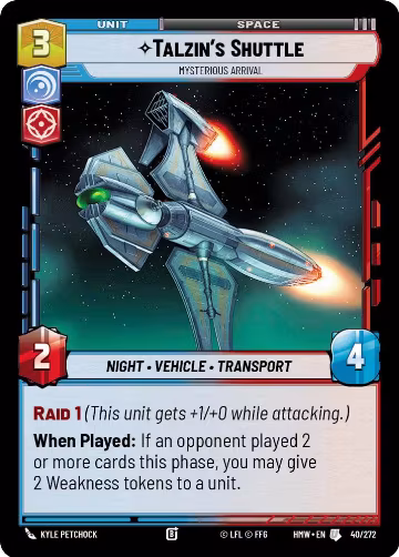 Talzin's Shuttle - Mysterious Arrival (40/272), Homeworlds — Star Wars card price
