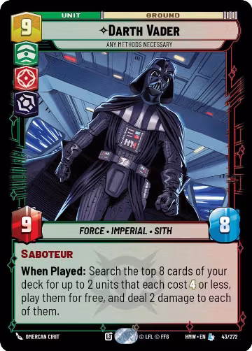 Darth Vader - Any Methods Necessary (43/272), Homeworlds — Star Wars card price