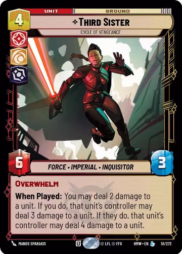 Third Sister - Cycle of Vengeance (51/272), Homeworlds — Star Wars card price