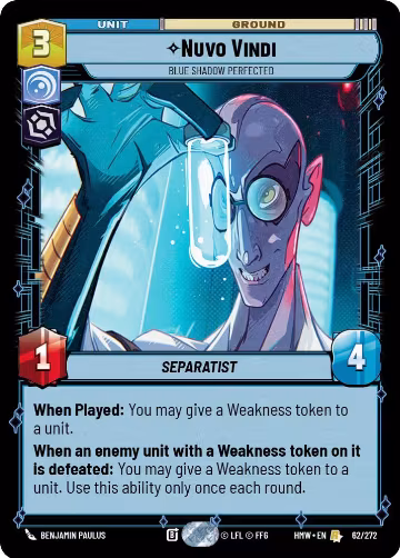 Nuvo Vindi - Blue Shadow Perfected (62/272), Homeworlds — Star Wars card price