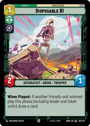 Disposable B1 (103/272), Homeworlds — Star Wars card price