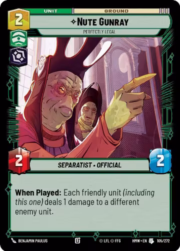Nute Gunray - Perfectly Legal (105/272), Homeworlds — Star Wars card price
