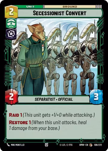 Secessionist Convert (106/272), Homeworlds — Star Wars card price