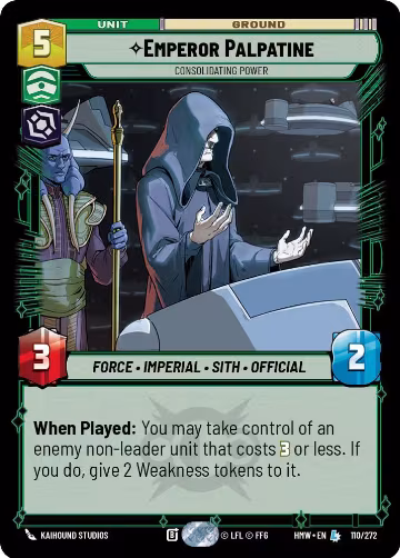 Emperor Palpatine - Consolidating Power (110/272), Homeworlds — Star Wars card price