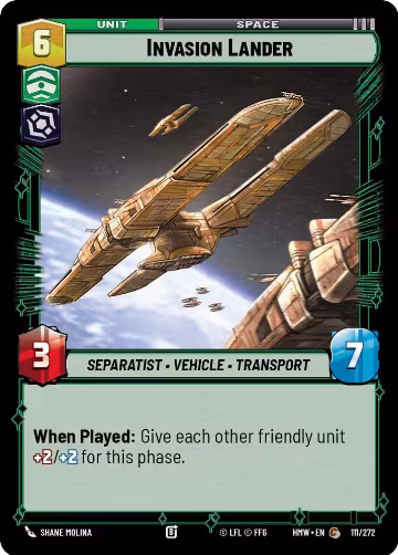 Invasion Lander (111/272), Homeworlds — Star Wars card price