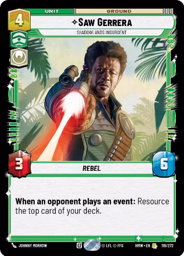 Saw Gerrera - Shadowlands Insurgent (119/272), Homeworlds — Star Wars card price