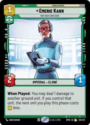 Emerie Karr - For Your Own Good (130/272), Homeworlds — Star Wars card price