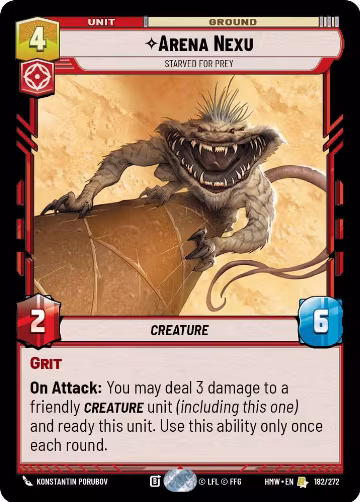 Arena Nexu - Starved for Prey (182/272), Homeworlds — Star Wars card price