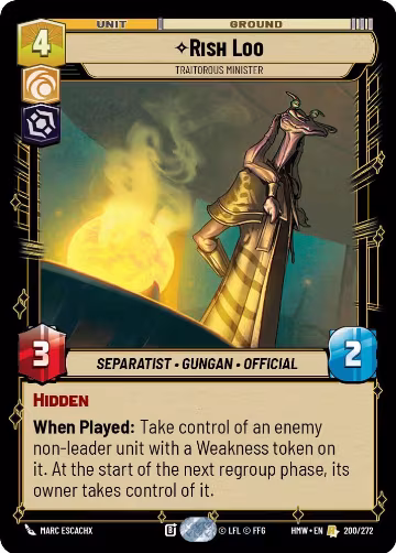 Rish Loo - Traitorous Minister (200/272), Homeworlds — Star Wars card price