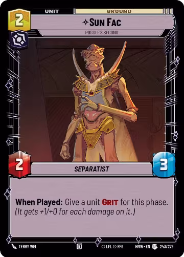 Sun Fac - Poggle's Second (243/272), Homeworlds — Star Wars card price