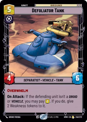 Defoliator Tank (248/272), Homeworlds — Star Wars card price