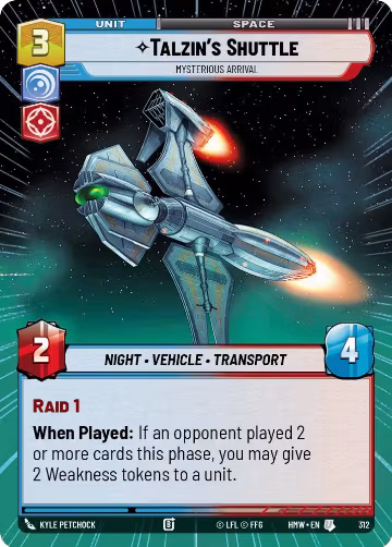 Talzin's Shuttle - Mysterious Arrival (Hyperspace) (312), Homeworlds — Star Wars card price