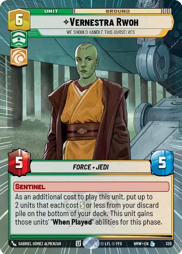Vernestra Rwoh - We Should Handle This Ourselves (Hyperspace) (320), Homeworlds — Star Wars card price