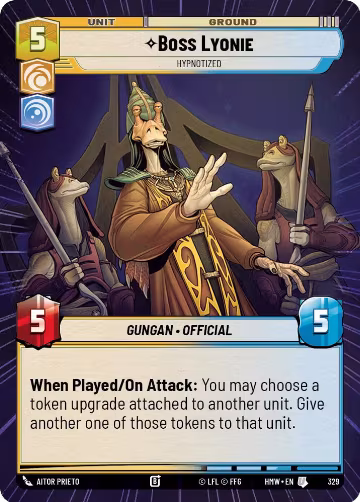 Boss Lyonie - Hypnotized (Hyperspace) (329), Homeworlds — Star Wars card price