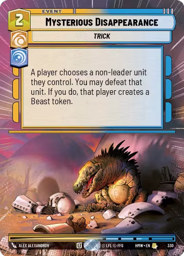 Mysterious Disappearance (Hyperspace) (330), Homeworlds — Star Wars card price