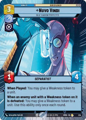 Nuvo Vindi - Blue Shadow Perfected (Hyperspace) (334), Homeworlds — Star Wars card price