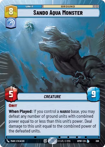 Sando Aqua Monster (Hyperspace) (366), Homeworlds — Star Wars card price