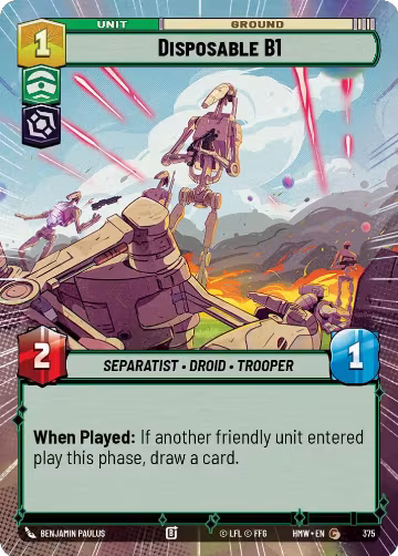 Disposable B1 (Hyperspace) (375), Homeworlds — Star Wars card price
