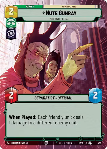 Nute Gunray - Perfectly Legal (Hyperspace) (377), Homeworlds — Star Wars card price
