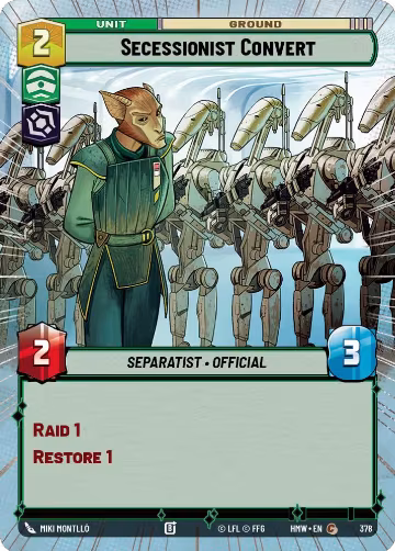 Secessionist Convert (Hyperspace) (378), Homeworlds — Star Wars card price