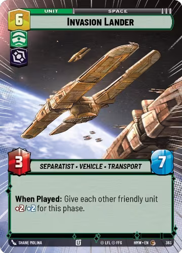 Invasion Lander (Hyperspace) (383), Homeworlds — Star Wars card price