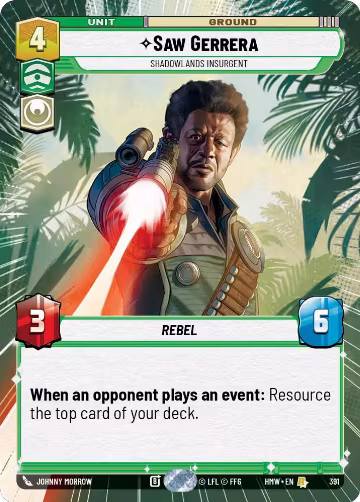 Saw Gerrera - Shadowlands Insurgent (Hyperspace) (391), Homeworlds — Star Wars card price