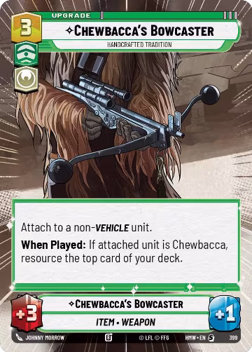 Chewbacca's Bowcaster - Handcrafted Tradition (Hyperspace) (399), Homeworlds — Star Wars card price