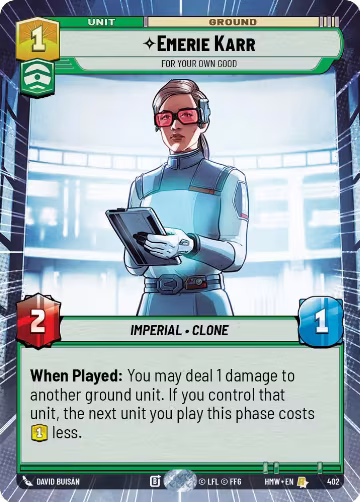 Emerie Karr - For Your Own Good (Hyperspace) (402), Homeworlds — Star Wars card price