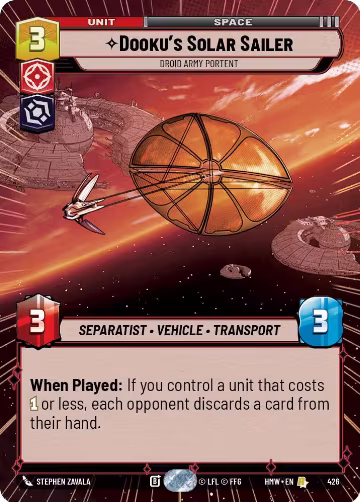 Dooku's Solar Sailer - Droid Army Portent (Hyperspace) (426), Homeworlds — Star Wars card price